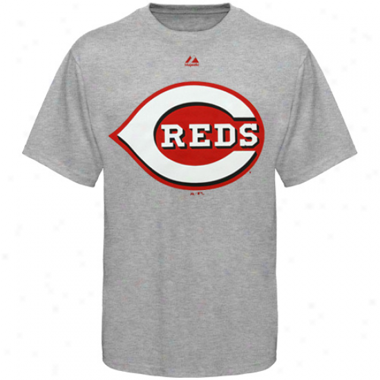 Majestic Cincinnati Reds Ash Soft Density Official Logo T-shirt