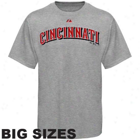 Majestic Cincinnati Reds Away Big Sizes T-shirt - Ash