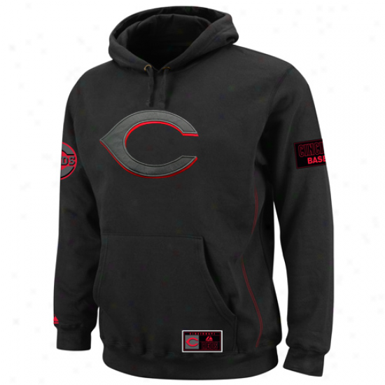 Majestic Cincinnati Reds Black Be Proud Pullover Hoodie Sweatshirt