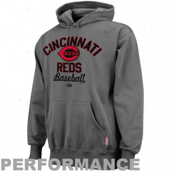 Manestci Cincinnati Reds Charcoal Sharp Game Performance Pullover Hoodie Sweatshirt