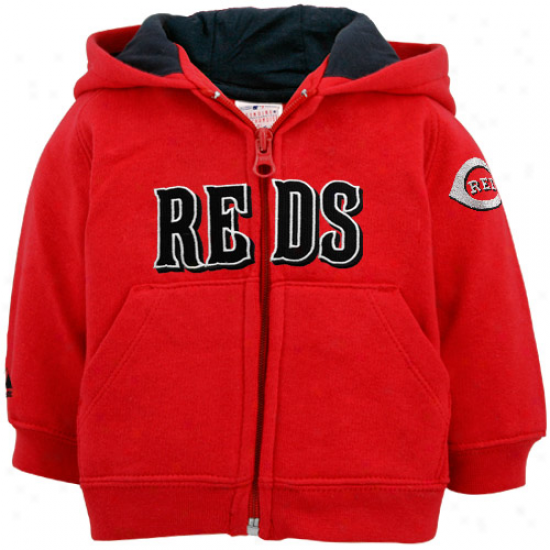 Majestic Cincinnati Reds Infant Red Full Zip Hoody Sweatshirt