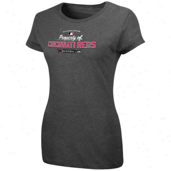 August Cincinnati Reds Ladies Charcoal Property Of T-shirt