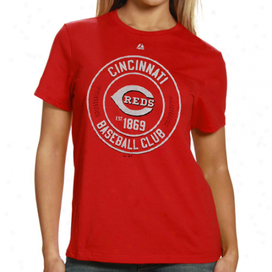 Majestic Cincinnati Reds Ladies Pro Sports Baseball Clu T-shirt - Red