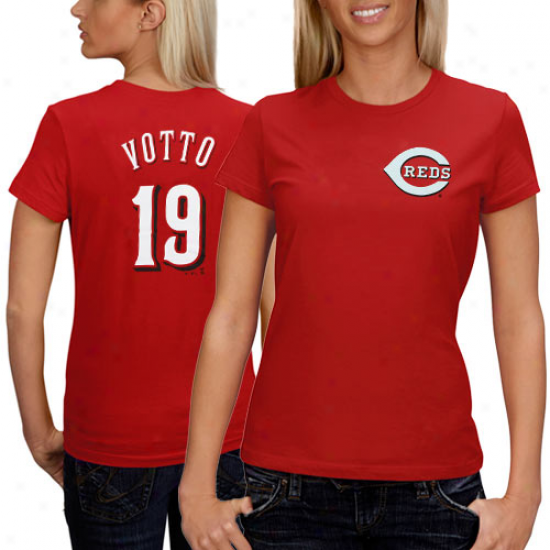 Majestic Cincinnati Reds Ladies Red #19 Joe6 Votto