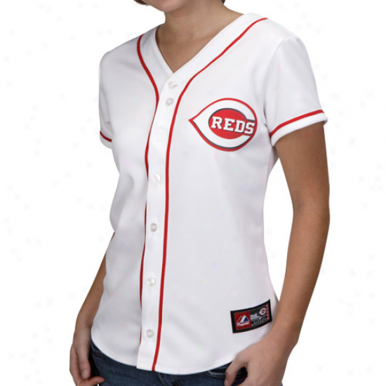 Majestic Cincinnati Reds Ladies Replica Jersey - White