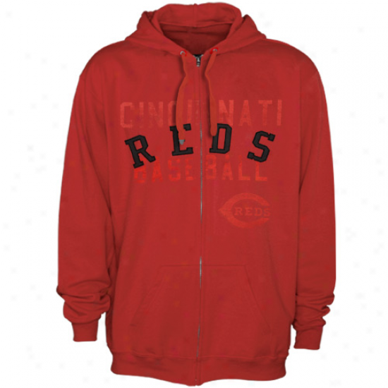 Majestic Cincinnati Reds Red Fiery Fastball Full Zip Hoodie Sweatshirt