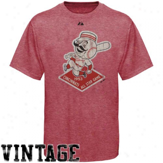Majestic Cincinmati Reds Training Up Vintage Heathered T-shirt - Red