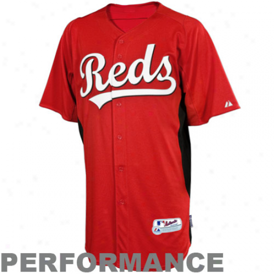 Majesfic Cincinnati Reds Youth Batting Practice Performance Jersey - Red-black