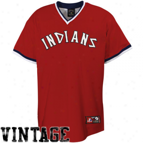 Majestic Cleveland Indiams Cooperstown Throwback Replica Jersey - Red