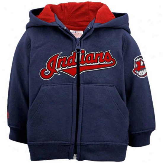 Majestic Cleveland Indians Infant Navy Blue Full Zip Hoody Sweatshirt