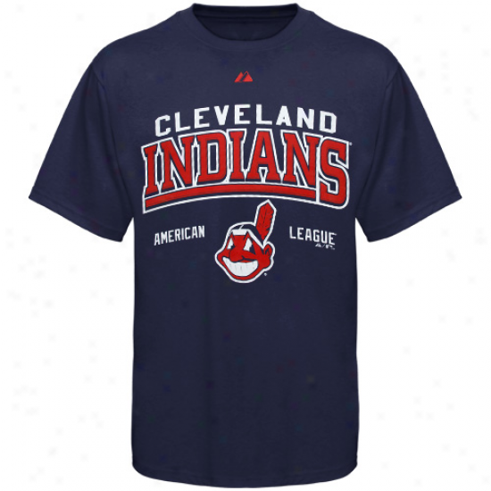 Majestic Cleveland Indians Navy Blue Built Legacy T-suirt