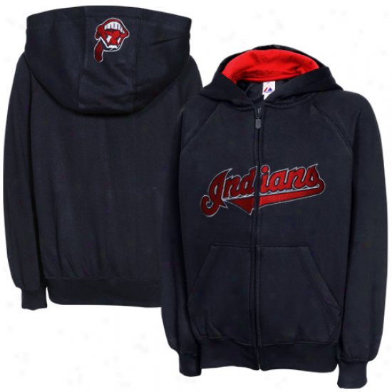 Majestic Cleveland Indians Preschool Ash Full Zip Hoodie Sweatshirt