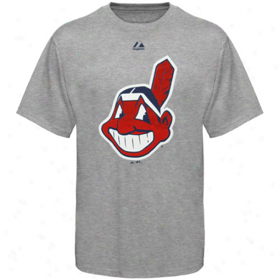 Majestic Cleveland Indians Boy Ash Soft Density Official Logo T-shirt