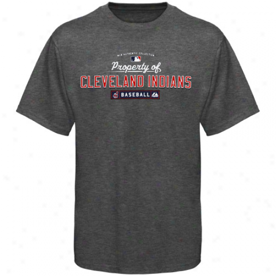 Majestic Cleveland Indians Youth Charcoal Heather Wealth fO T-shirt