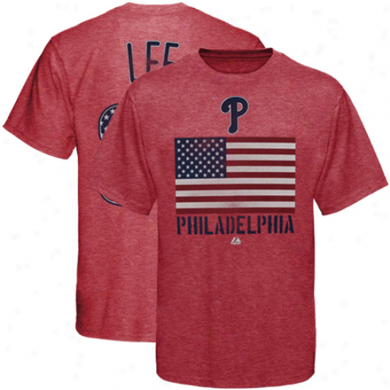 August Cliff Lee Philadelphia Phillies #33 Red, White & Melancholy Player Heathered T-shirt - Red