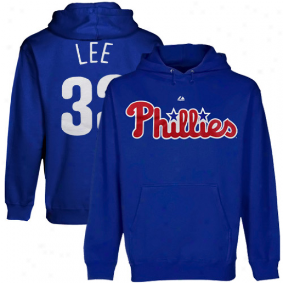 Majestic Cliff Lee Philadelphia Phillies #33 Youth Royal Blue Player Pullover Hoodie Sweatshiry