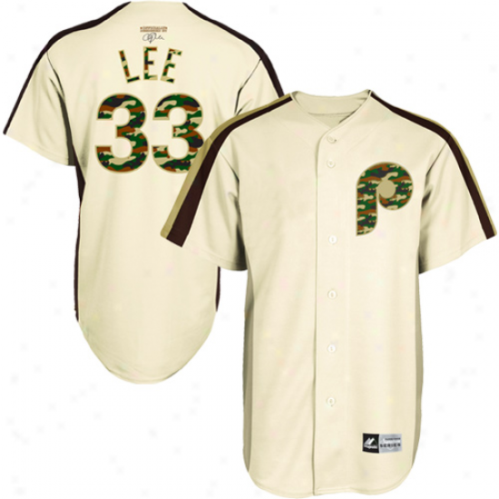 Majestic Cliff Lee Philadelphia Phillies Signature Series Replica Jersey - Natural