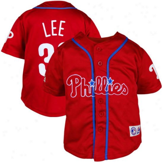 Majestic Cliff Lee Philadelphia Phillies Toddler Closehole Mesh Player Jersey - Red