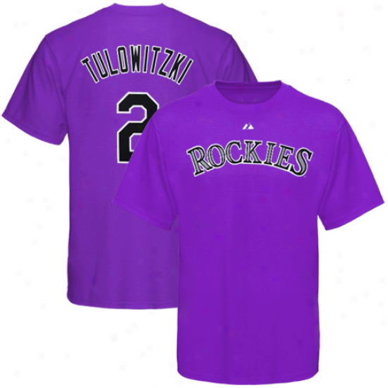 Majestic Colorado Rockies #2 Troy Tulowitzki Purple Player T-shirt