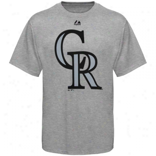 Majestic Colorado Rockies Ash Soft Density Official Logo T-shirt