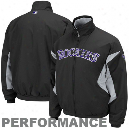 Majestic Colorado Rockies Black-gray Thdrma Base Triple Peak Premier Performance Abounding Zip Jacket