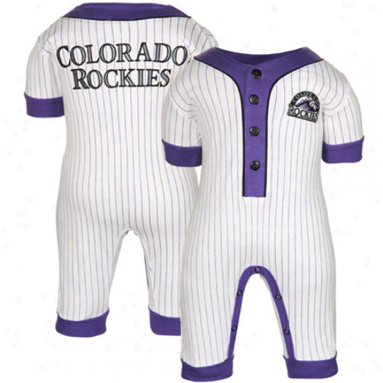 Majestic Colorado Rockies Infant White Pinstripe Coveralls