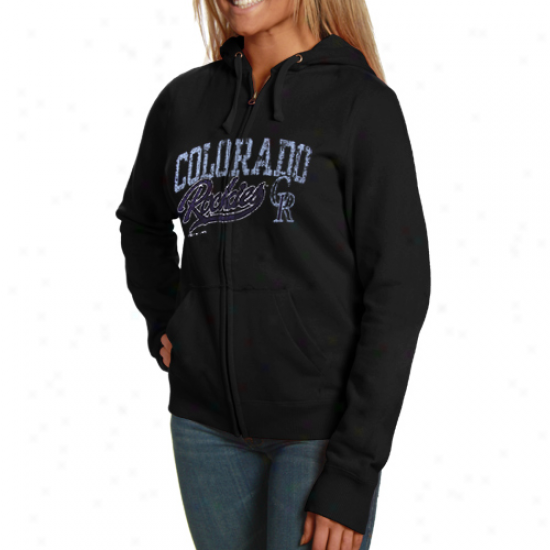 MajesticC olorado Rockies Ladies Black Beauty Full Zip Hoodie