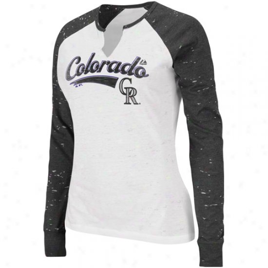 Splendid Colorado Rockies Ladjes League Special Long Sleeve T-shirt - White-charcoal