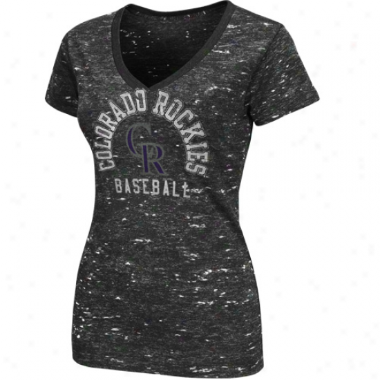 Majestic Colotado Rockies Ladies Play Call Premium V-neck T-shirt - Charcoal