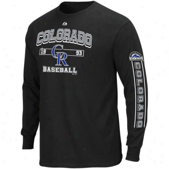 Majestic Colorado Rockies Past Time Original Long Sleeve T-shirt - Black