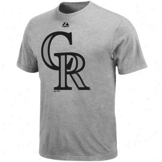 Majestic Colorado Rockies Youth Ash Soft Density Official Logo T-shirt