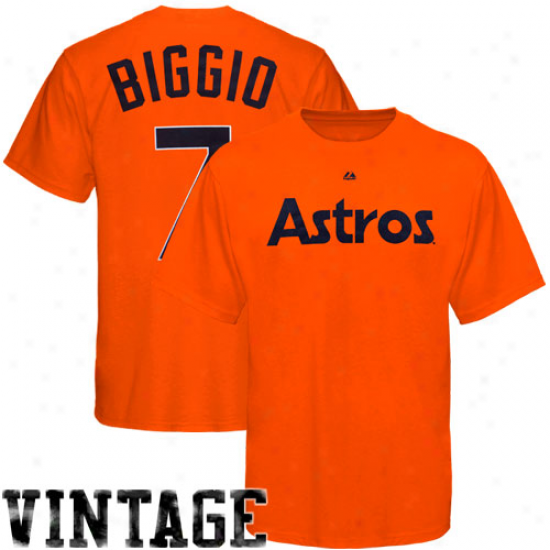 Majestic Craig Biggio Houston Astros #7 Cooperstown Player T-shirt - Orange