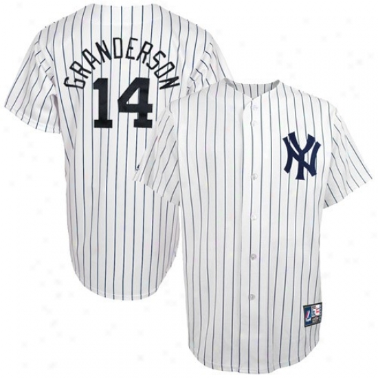 Majesti Curtis Granderson New York Yankeess Replica Jersey - White Pinstripe