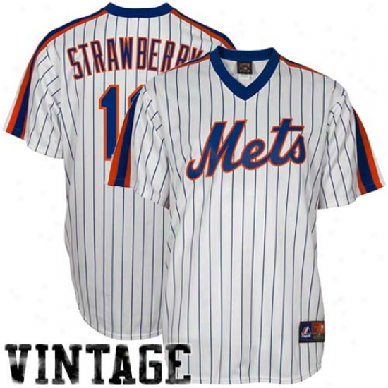 Majestic Darryl Strawberry New York Mets Cooperstown Throwback Jersey - Whit ePinstripe