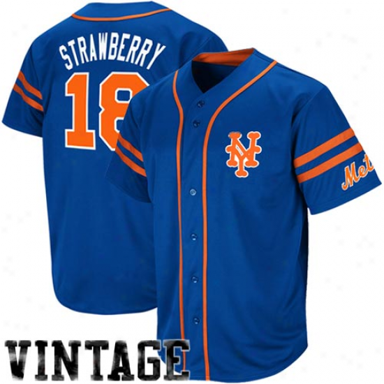 Majestic Darryl Strawberry New York Mets Throwback Heater Jersey - Royal Blue