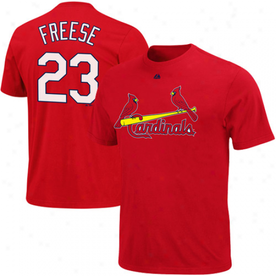 Majestic David Freese St. Louis Cardinals #23 Plyer T-shirt - Red