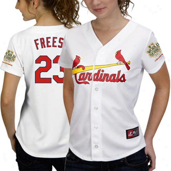 Majestic David Freese St. Louis Cardinals Women's 2011 World Series Champs Replica Jersey - White