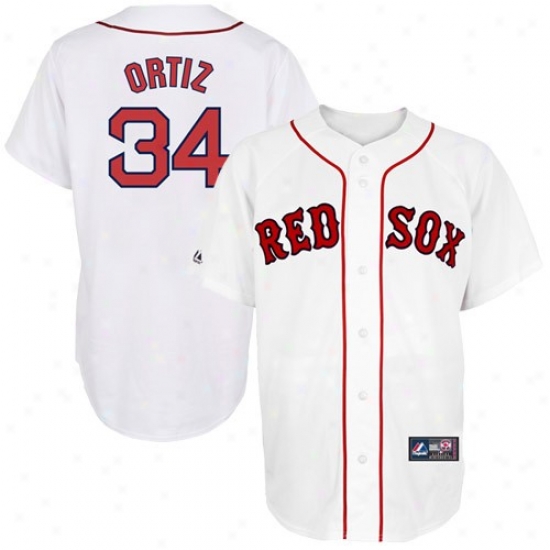 Majestic David Ortiz Boston Red Sox Replica Baseball Jersey #34 White