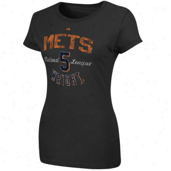 Majestic David Wright New York Mets #5 Ladies Trophy Man T-shirt - Black