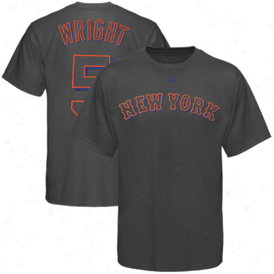 Majestic David Wright Novel York Mets #5 Pop Player T-shirt - Charcoal