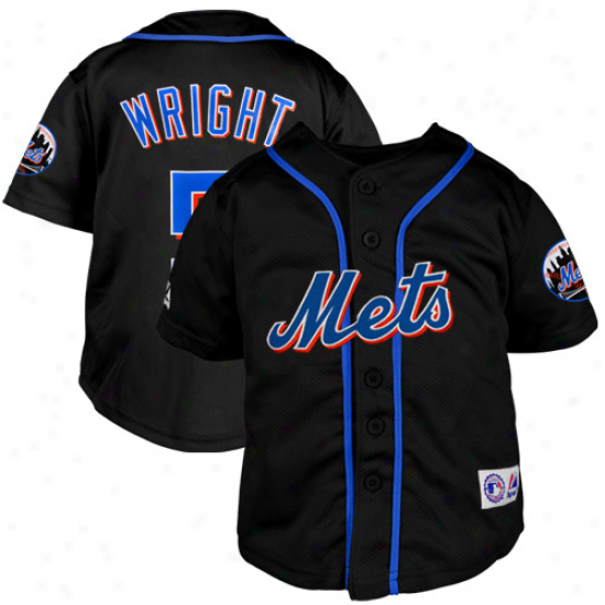 Majestic David Wright New York Mets Preschool Closenole Mesh Idler Jersey - Black