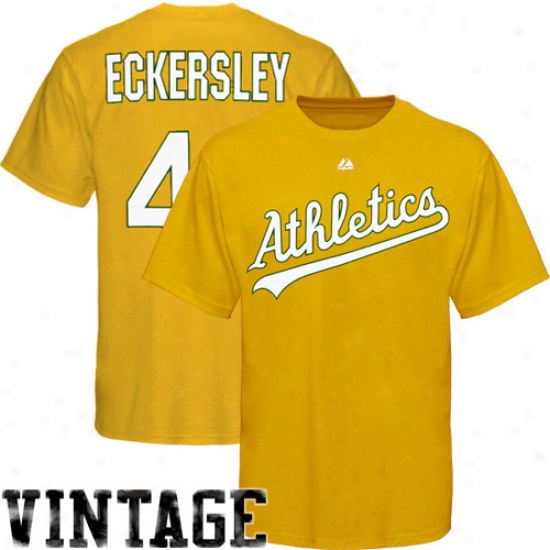 Majestic Dennis Eckersley Oakland Athletjcs #43 Cooprstown Player T-shirt - Gold