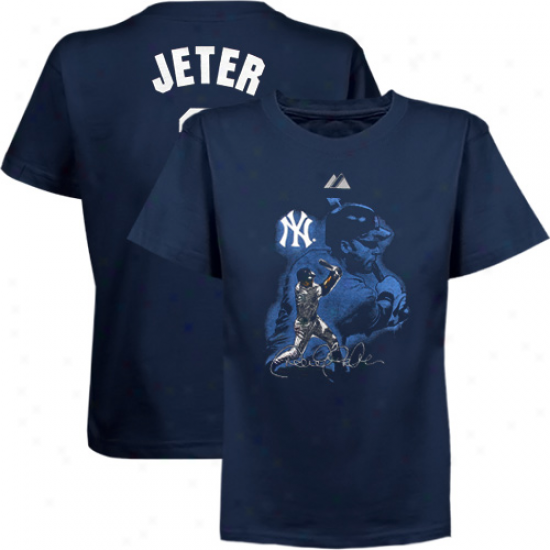 Majestic Derek Jeter New York Yankees #2 Pfeschool Player Of The Game Player T-shirt - Navy Blue