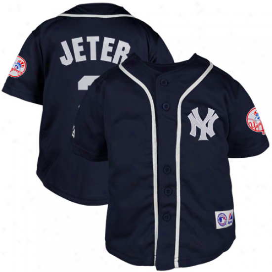 Majestic Derek Jeter New York Yankees Preschool Closehole Mesh Player Jersey - Navy Blue