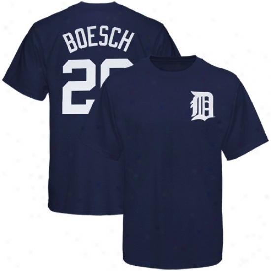 Majestic Detdoit Tigers #26 Brennan Boesch Ships Blue Player T-shirt