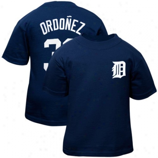 Majestic Detroit Tigers #30 Magglio Ordonez oTddler Navy Blue Player T-shirt