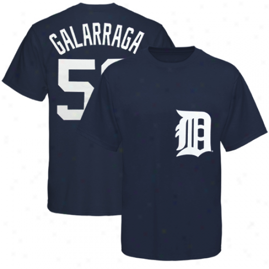 Splendid Detroit Tigers #58 Armando Galarraga Navy Blue Playre T-shirt