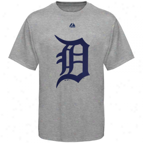 Majestic Detroit Tigers Ash Soft Density Officjal Logo T-shirt