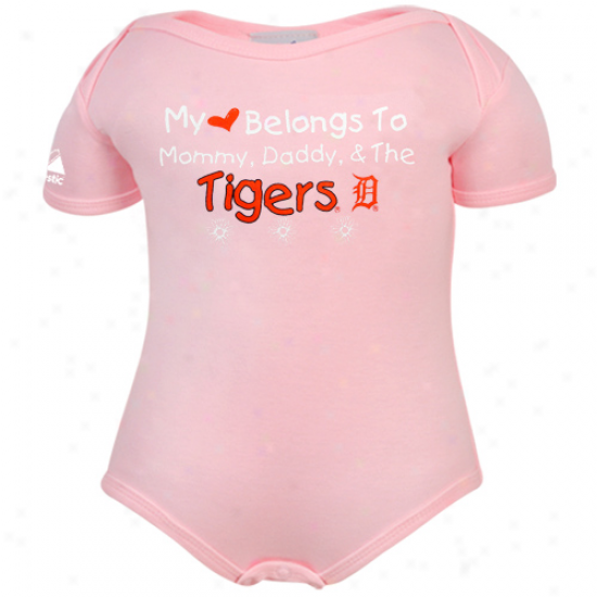 Majestic Detroit Tigers Infant Girls Pink My Heart Belongs Creeper