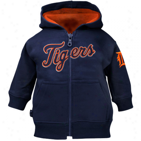 Majestic Detroit Tigers Infant Navy Blue Full Zip Hoodie Sweatshirt